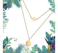 XFSRG Collier Femme Argent Double Couche Pendentif Oiseau et Médaillon Chaine Argent Femme Bijoux Élégant Cadeau Anniversaire Fête des Mères Noël Saint-Valentin(A)