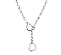 XFSRG Collier Femme Coeur En Acier Inoxydable Chaine Élégante Avec Pendentif Double Coeur Bijoux Femme Moderne Pour Toutes Occasions