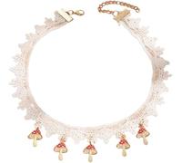 XFSRG Collier Femme Dentelle Vintage avec Pendentifs Champignon Bijoux Mode pour Cadeau Anniversaire Femme Accessoire Chic pour Toutes Occasions