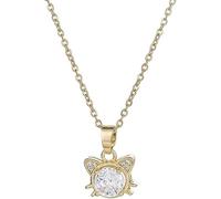 XFSRG Collier Femme Doré avec Pendentif Chat en Cristal Bijoux Alliages Cadeau Anniversaire et Mode