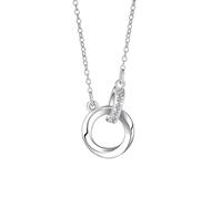 XFSRG Collier Femme Élégant avec Pendentif Cercle Double Sterling Bijoux Moderne pour Toutes Occasions(Argent)