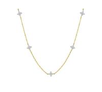 XFSRG Collier Femme Fleur à Quatre Pétales Zircone Cubique Colliers Brillant et Luxueux pour Tous les Jours Fêtes Célébrations