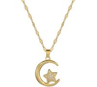 XFSRG Collier Femme Lune et Étoile Doré Acier Inoxydable Bijoux Mode Élégants pour Toutes Occasions