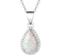 XFSRG Collier Femme Pendentif Goutte d'Eau en Opale avec Chaîne en Argent Inoxydable Bijoux Élégants pour Toutes Occasions