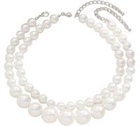 XFSRG Collier Femme Perle Élégant Double Rangée Collier Ras de Cou en Perles Imitation Bijoux Mode pour Toutes Occasions