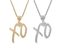 XFSRG Collier Femme XO en Acier Inoxydable avec Strass Brillants Bijoux Mode Élégants pour Toutes Occasions Chaine Argentée et Dorée pour Femmes
