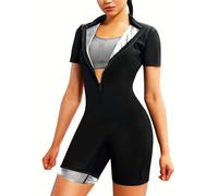 XFSRG Combinaison Femme de Sudation Intégrale Sauna Shapewear Manches Courtes Costume d'Entraînement Formateur Shaper pour Fitness Sport Yoga(M)