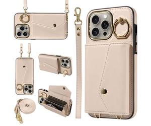 XFSRG Cordon de Coque pour iPhone 16 Sangle Housse pour Téléphone Réglable Support Annulaire à 360 Degrés avec Porte Carte Pochette Anti-Chute