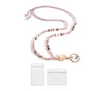 XFSRG Cordon Pour Carte D'identité Avec Ruban Élégant Porte Badge Perlé Pour Femmes Bureau Professionnel (Rose)