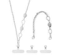 XFSRG Cordon Telephone Portable Bijoux Doré Élégant Dragonne Téléphone Portable en Chaîne Métallique Lanière Téléphone Portable pour Femmes Accessoire Chic et Pratique (Argent)