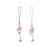 XFSRG Cordon Téléphone Portable Fleur Cristal Élégant Bijoux de Téléphone Portable avec Pendentif Floral Coloré Accessoire Mode pour Femmes et Filles (Rouge+Violet)
