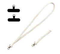 XFSRG Cordon Téléphone Portable Rose Élégant Lanière Téléphone Portable en Tissu Tressé Bijoux de Téléphone Pratique et Chic Accessoires Téléphone pour Femmes et Adolescents (Beige)