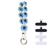 XFSRG Cordon Téléphone Portable Tressé Fleur Daisy Lanière Téléphone Portable Bohème Chic Accessoires Téléphone Portable Bijoux pour Femmes Filles Décoration Élégante Pratique (Fleur bleue)