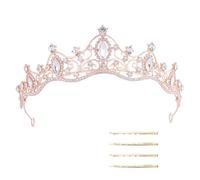 XFSRG Couronne de Mariage Tiare Strass Princesse Diadème Tiare de Mariage Diadème en Strass Tiara Cristal Accessoire Cheveux Mariée pour Femme Cérémonie Soirée Bal (Or Rose)