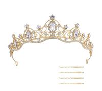 XFSRG Couronne de Mariage Tiare Strass Princesse Diadème Tiare de Mariage Diadème en Strass Tiara Cristal Accessoire Cheveux Mariée pour Femme Cérémonie Soirée Bal (Or)