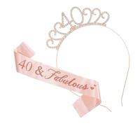 XFSRG Couronne Femmes Anniversaire Strass avec Lanières Diademe 40 Ans Luxe et Paillettes Accessoires pour Fêtes d'Anniversaire