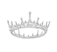 XFSRG Couronne Princesse Adulte Cristaux Étincelants Couronne Anniversaire Mode Femme Bijoux de Cheveux Diadèmes (Argent+blanc)