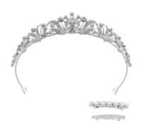 XFSRG Couronne Princesse Tiara Diadème Coroncine Haarkrone avec Cristaux Élégante, Bijou de Cheveux pour Mariage, Cérémonies et Événements Spéciaux avec 2 Pinces