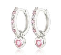 XFSRG Créoles En Argent 925 Pour Femmes Et Filles Comme Boucles D Oreilles Huggies Avec Pendentif Coeur En Or Et Argent Hypoallergéniques Pour Enfants Et Adultes (Argent)