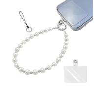 XFSRG Cuerda para Movil en Perlas Élégantes Cordon Téléphone Portable avec Perles Blanches et Dorées Accessoire de Décoration Chic pour Femmes et Filles Lanière Téléphone Portable Élégante et Pratique