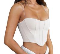 XFSRG Débardeur Crop Top pour Femme Sexy Crop Tank Tops Col Carré Camisole Top sans Manches Blouse Bas Sling pour Festival et Fête (Blanc M)