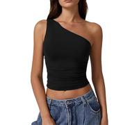 XFSRG Débardeur Femme Asymétrique Noir Mode Casual Tank Tops Élégant Haut Femme Chic et Tendance pour Été et Soirées (Noir XL)