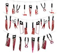 XFSRG Décoration Halloween Spooky Intérieur Guirlande Couteaux Ensanglantés pour Maison Fête et Jardin Lettres en Papier pour Maison Hantée (Multicolore-1)