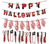 XFSRG Décoration Halloween Spooky Intérieur Guirlande Couteaux Ensanglantés pour Maison Fête et Jardin Lettres en Papier pour Maison Hantée (Multicolore-2)