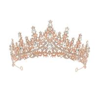 XFSRG Diadème de Mariage Couronne Princesse Tiare Mariage Tiare de Cristal Diadème en Strass Scintillants Couronne Anniversaire Femme Accessoire Cheveux Femme Cérémonie Mariée (Or Rose)