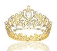 XFSRG Diadème pour Femme Élégant Couronne Princesse en Cristal Accessoire de Mariage Bijou de Tête Scintillant pour Cérémonies et Soirées Spéciales (Gold)