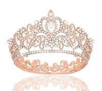 XFSRG Diadème pour Femme Élégant Couronne Princesse en Cristal Accessoire de Mariage Bijou de Tête Scintillant pour Cérémonies et Soirées Spéciales (Roségold)