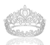 XFSRG Diadème pour Femme Élégant Couronne Princesse en Cristal Accessoire de Mariage Bijou de Tête Scintillant pour Cérémonies et Soirées Spéciales (Silber)