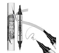 XFSRG Double Pointe 2 en 1 Crayon à Sourcils Eyeliner Liquide Longue Tenue Imperméable Précision Crayon à Sourcils Microblading Naturel Professionnel (Noir)