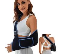 XFSRG Echarpe De Bras Attelle Coude Armschlinge Schulter Gaine Pour Bras Avec Sac De Rangement Attelle Epaule Droite Femme Et Homme Réglable Coudiere Tendinite(Bleu-Noir, L)