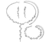 XFSRG Élégant Parure Bijoux Femme avec Réglable Collier Bracelet et Boucles d’Oreilles avec Strass et Zirconia Bijoux Mariage pour Mariage Soirée et Événement
