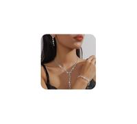 XFSRG Élégant Parure Bijoux Femme avec Réglable Collier Bracelet et Boucles d’Oreilles avec Strass et Zirconia Bijoux Mariage pour Mariage Soirée et Événement
