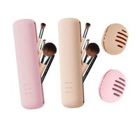 XFSRG Ensemble 2 Pièces Étui à Pinceau de Maquillage en Silicone Portable avec Porte Eponge de Maquillage Rangement Pinceaux Portatif Sac Cosmétique pour Voyage