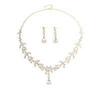 XFSRG Ensemble Bijoux Goutte Cristal Bleu Collier Boucles D'oreilles Argent Brillant Élégant Parure Femme Mariage Soirée