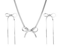 XFSRG Ensemble Bijoux Nœud Papillon Collier Boucles D'oreilles Chaîne Serpent Accessoires Femme Bijouterie Élégante
