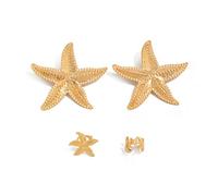 XFSRG Ensemble Boucle d’Oreille Étoile de Mer Grandes Boucles et Clips Élégants Bijoux d’Été Accessoires Marins pour Vacances et Fêtes (Or)