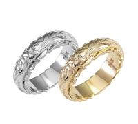 XFSRG Ensemble de Bague Femme Style Hawaïen Bagues Bicolores en Cuivre Or et Argent avec Gravures Florales Totem Design Vintage Idéales pour un Usage Quotidien (Circonferenza 62,1 mm)