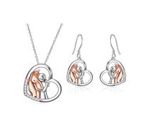 XFSRG Ensemble de Bijoux Fantaisie Femme avec Collier et Boucles d'Oreilles en Design Cheval et Coeur pour Mariage et Soirée
