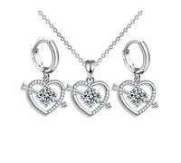 XFSRG Ensemble de Bijoux Fantaisie Femme Collier et Boucles d'Oreilles Coeur en Acier Inoxydable Parure Bijoux Mariage Élégante pour Toutes Occasions