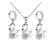 XFSRG Ensemble de Bijoux Femme Collier et Boucles d'Oreilles en avec Pendentif Cygne Strass Parure Bijoux Fantaisie pour Mariage et Soirée