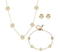 XFSRG Ensemble de Bijoux Fleurs pour Femme Fille Plaqué Or 18 Carats Collier Boucles D'oreilles Bracelet Set Délicat Acier Inoxydable Parure Bijoux(Or #1)