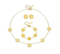 XFSRG ensemble de Bijoux TrèFle à Quatre Feuilles pour Femme Fille Braceiet, Boucles d'Oreilles,Collier DéLicat Acier inoxydable Parure pour Cadeau d'Anniversaire Mariage（Ensemble Cinq Feuilles）