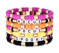 XFSRG Ensemble de Bracelets à Perles Multicouches Halloween Bracelet Élastique avec Breloques Crâne Bijoux Gothiques pour Femme(Multicolore-1)