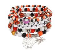 XFSRG Ensemble de Bracelets à Perles Multicouches Halloween Bracelet Élastique avec Breloques Toile d'Araignée Bijoux Gothiques pour Femme