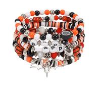 XFSRG Ensemble de Bracelets à Perles Multicouches Halloween Bracelet Élastique avec BreloquesChauve Souris Bijoux Gothiques pour Femme