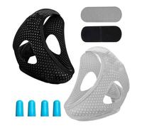 XFSRG Ensemble de Sangle Orthèse 2 Pack Anti Ronflement Mentonnière Snore Stopper Strap Bande Sangle D'extension avec 2 Pair de Bouchons D'oreille Dispositifs Anti-Ronflement pour Apnée du Sommeil